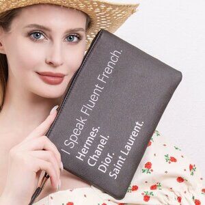 I Speak Fluent French Funny Statements Wristlet Bag Purse Clutch NWT